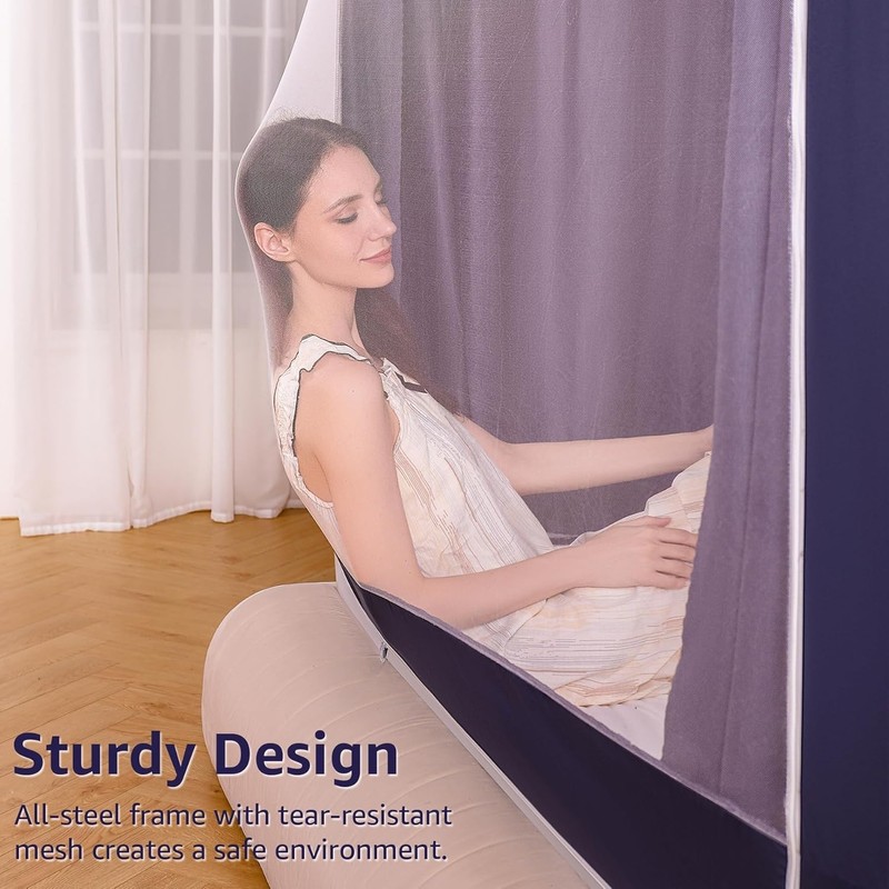 Comfomind King Bed Tent Canopy Mosquito Net Blackout Curtains Dark Blue gallery
