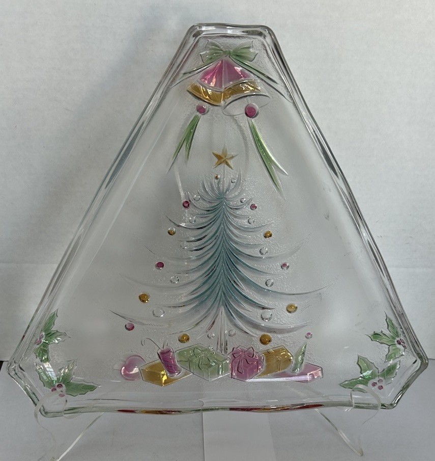 Mikasa Clear Glass Triangular CHRISTMAS TREE Serving Plate Platter Dish gallery