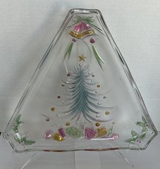 Mikasa Clear Glass Triangular CHRISTMAS TREE Serving Plate Platter Dish
