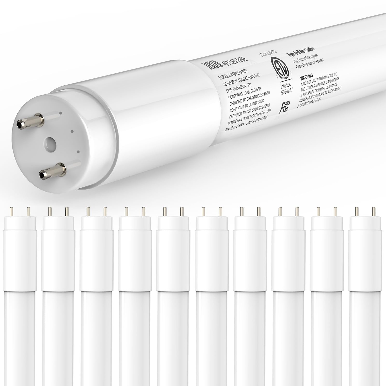 10Pack T8 LED Bulbs 4 Foot,4FT T8 Fluorescent Replacement,Type A+B,14W 2450LM 50 gallery