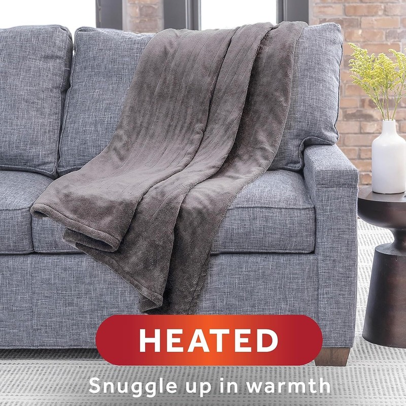 Sunbeam Heated Throw Blanket | Microplush, 3 Heat Settings, Sand - TSM8TS-R78... gallery