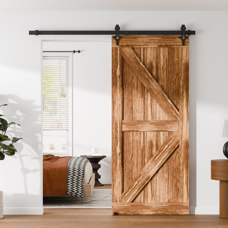 4FT-20FT Rhombus Roller Sliding Barn Door Hardware Kit for Single/Double Door gallery
