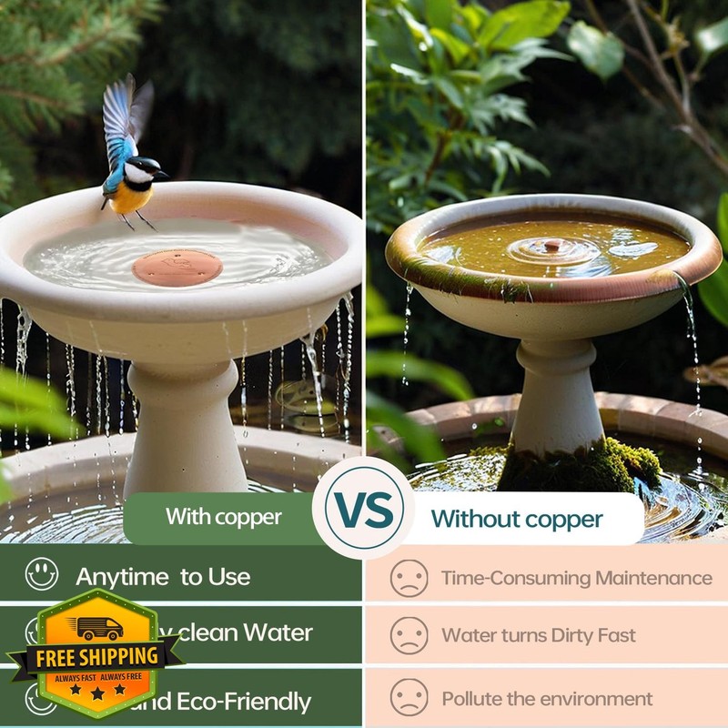Copper Bird Bath Purification Disk Pure Copper Cleaning Disc All-Season gallery