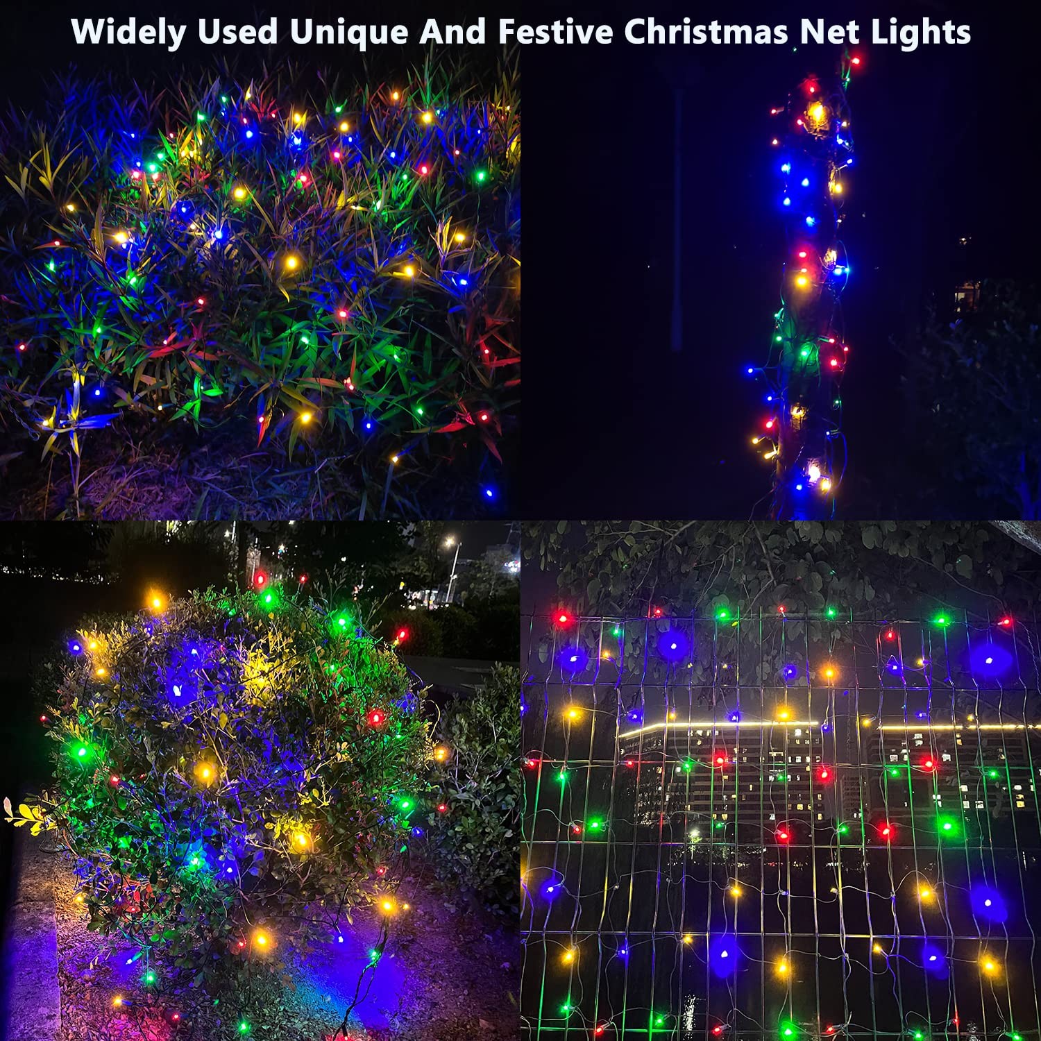 HISHINY LED Christmas Net Lights Outdoor,5ftx5ft 100LED Green Wire, Connectab... gallery