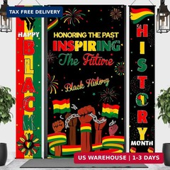 Oudain 3 Pcs Juneteenth Decorations Door Banner Backdrop African American Porch