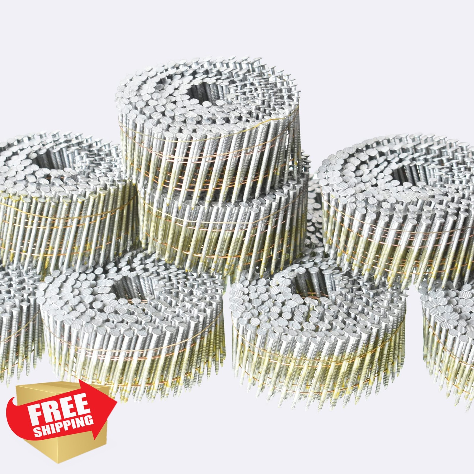 LiGuVCY 1-3/4" Coil Siding Nails, Ring Shank, 15° Head, 3600 Ct Galvanized gallery