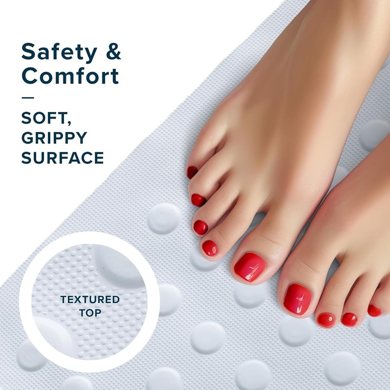 SlipX Solutions Extra Long Rubber Safety Bath Mat 18x36 Inch 220 Suction Cup gallery