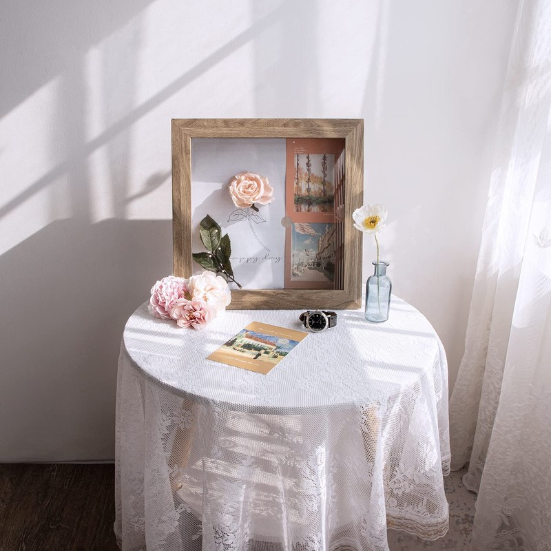 11x11 Tan Shadow Box Frame Wall Tabletop 2 In Deep Front Opening Memory Box Art gallery