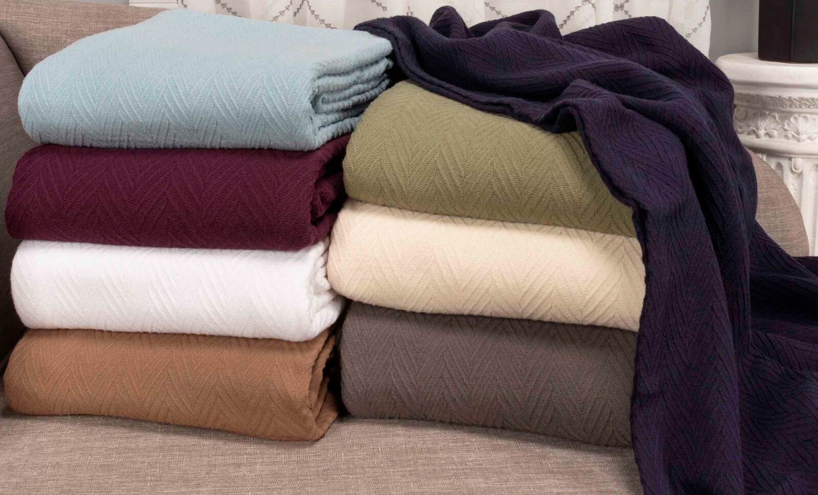 100% Cotton Chevron Solid All Season Blankets Or Couch Sofa Bed Throw Blanket gallery