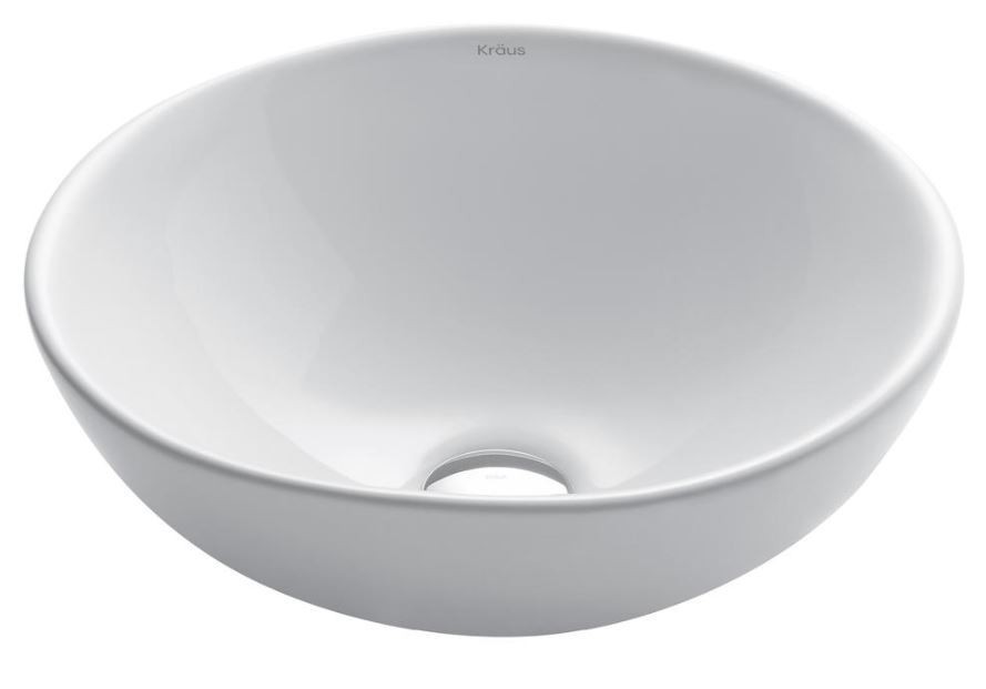Kraus KCV-341 Elavo White Ceramic Small Round Vessel Bathroom Sink gallery