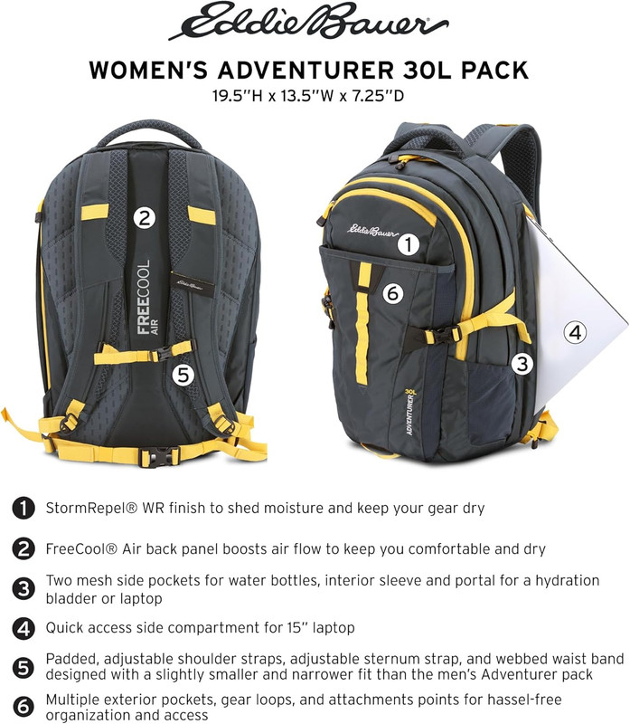 Eddie Bauer Adventurer Backpack with Organization Compartments and Hydration/Lap 2