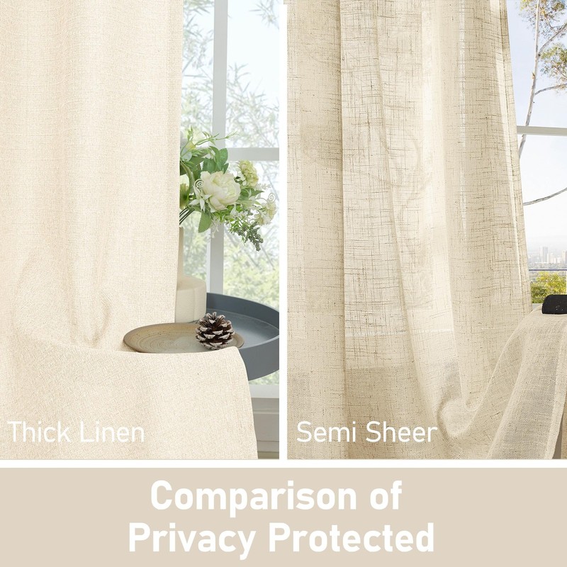 LAMIT Natural Light Beige Linen Textured 60"W x 84"L (Pack of 2), gallery