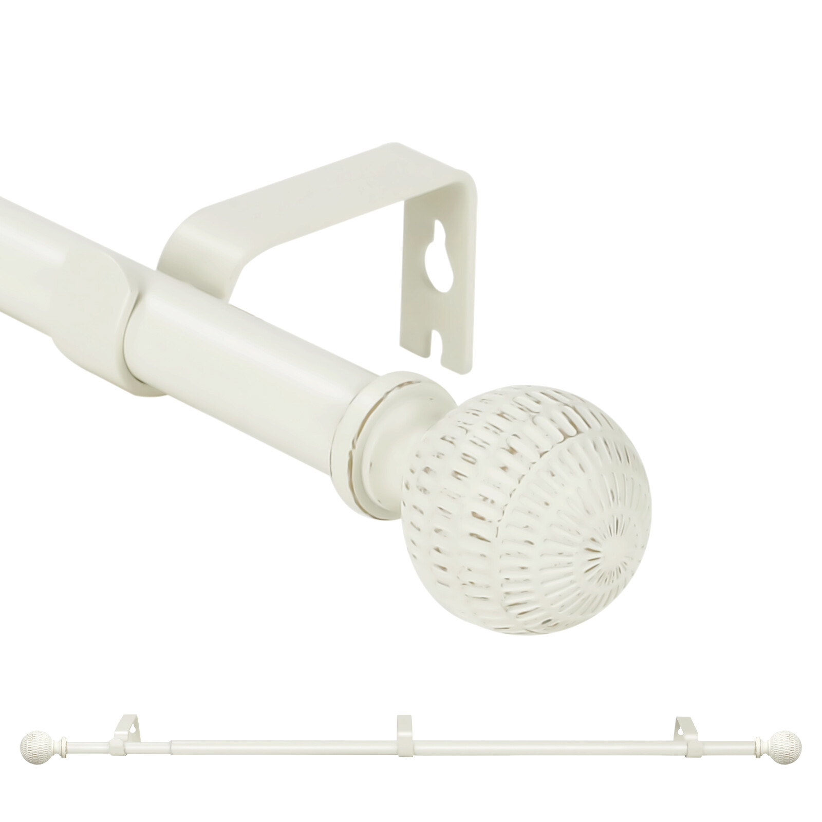 5/8" Single Telescoping Curtain Rod with Reticulated Ball Finials, 28"-120" gallery
