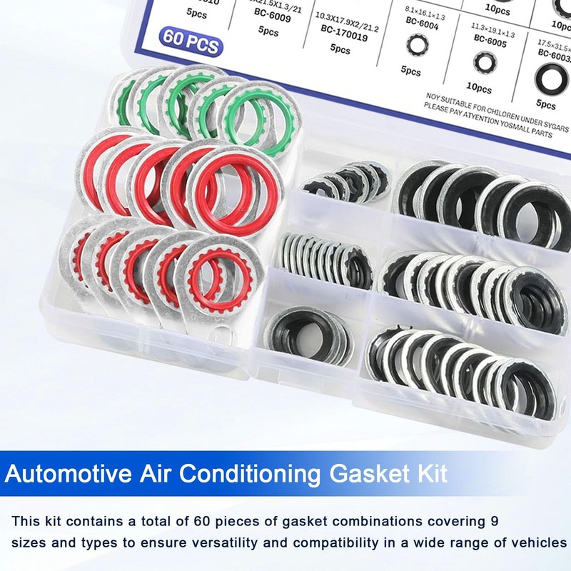 60PCS A/C O Ring Kit,Air Conditioning Compressor Gasket Seals,O Ring Assortme... gallery