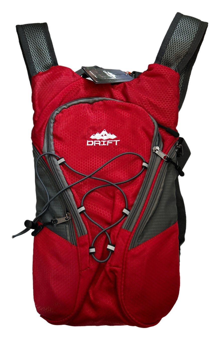 Drift Hydration Pack Red with Bladder Backpack New Zippered Pockets! See Pics