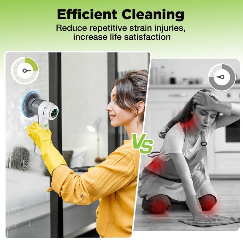 WORKPRO 8V Electric Spin Scrubber 3-Speed Adjustable Shower Scrubber with 6 Head gallery