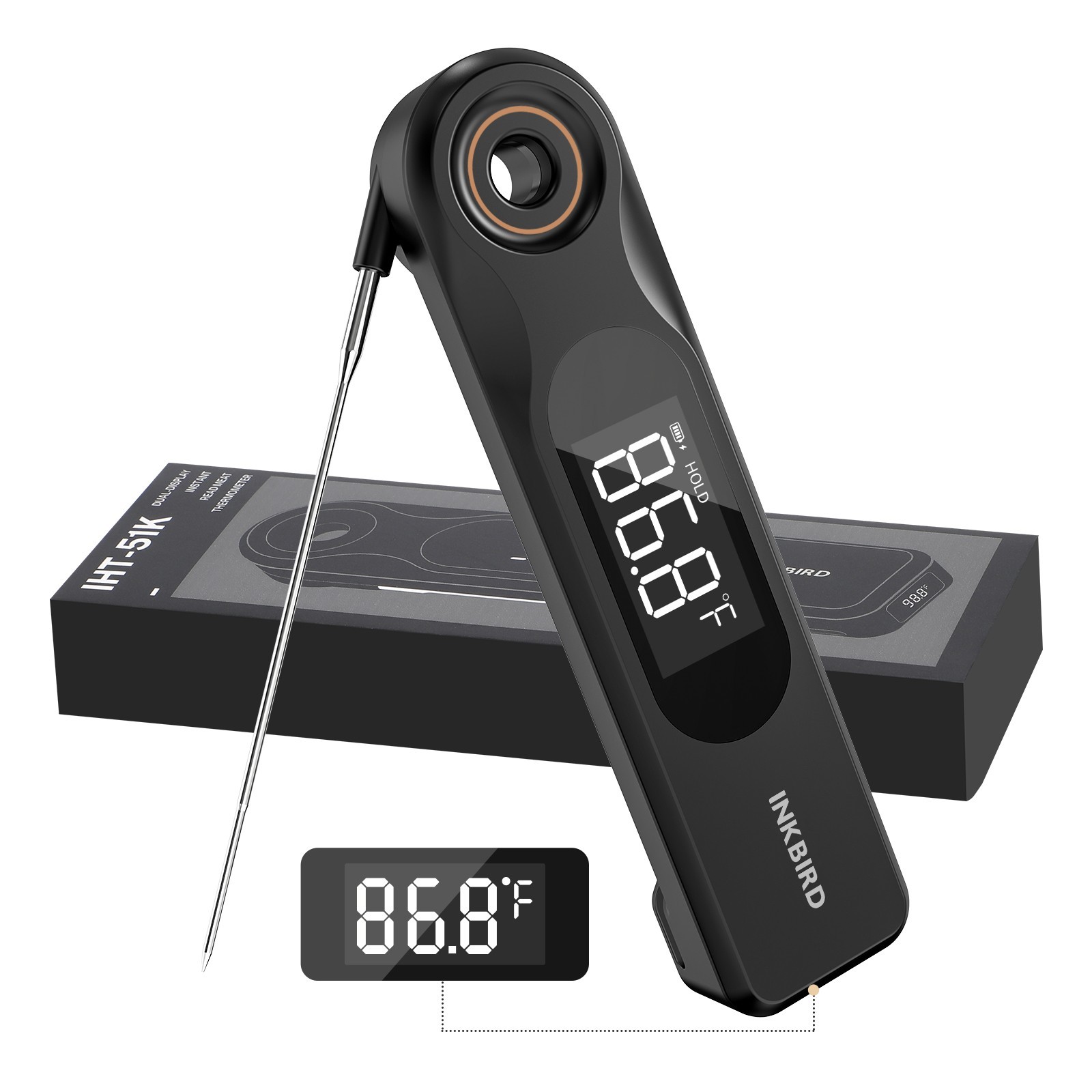 INKBIRD Dual-display Instant Read BBQ Thermometer 1.8mm Ultra Thin Probe Candy gallery