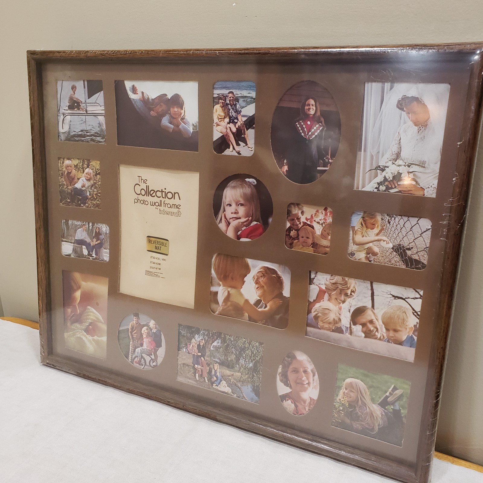 Vintage Collage Picture Frame 17x21 Large Family Photo 18 Slot Wood Wall Display gallery