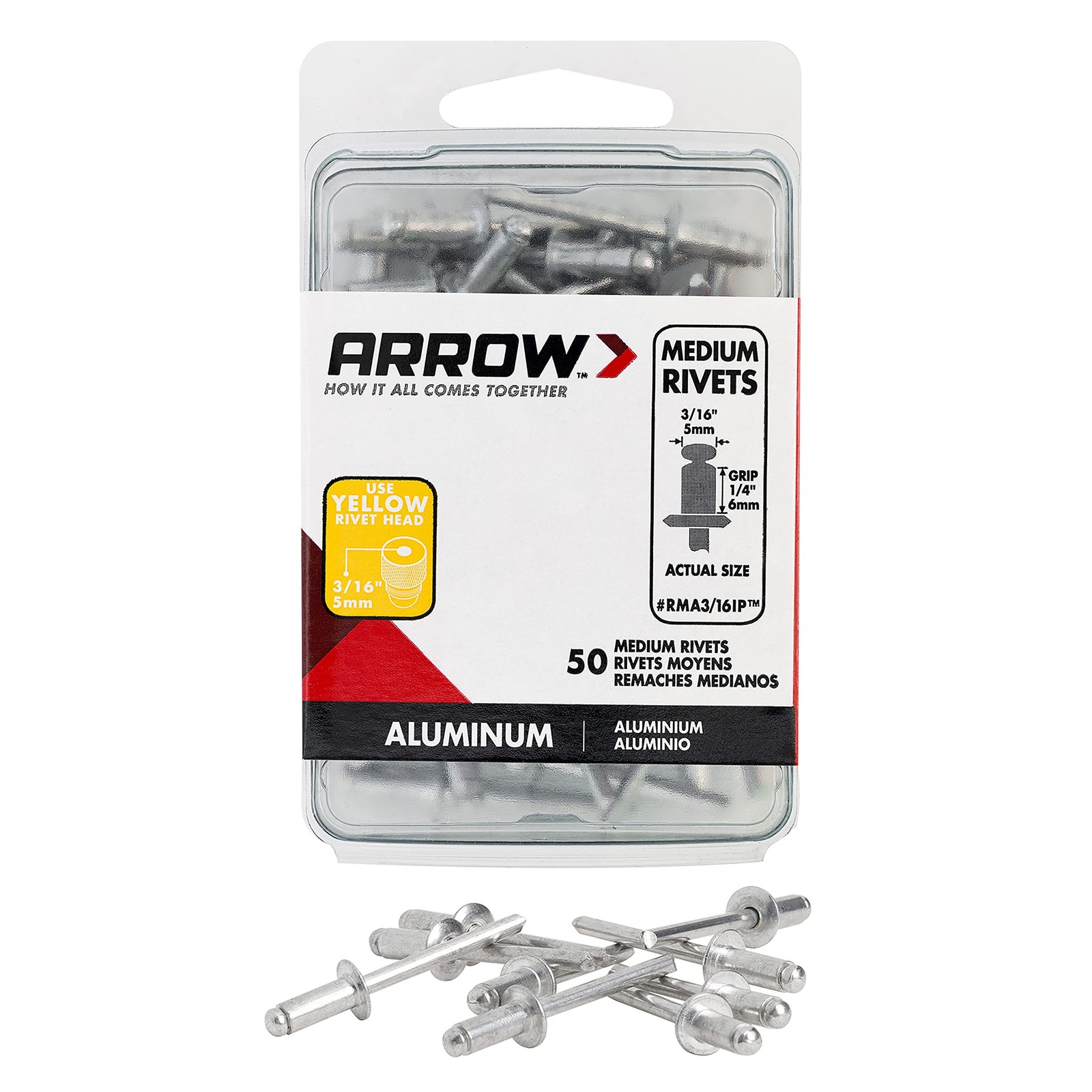 Arrow Fastener RMA3/16IP Medium Aluminum 3/16-Inch 3/16 in. x 1/4 in., Silver gallery