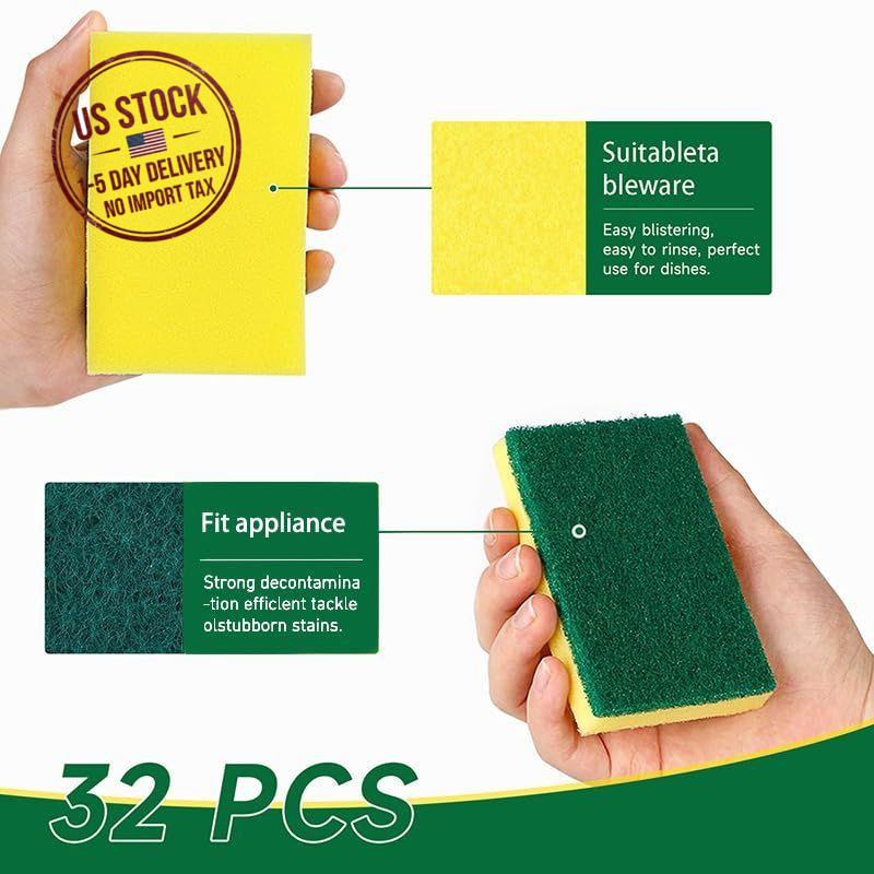 Kitchen Scrub Sponges 32 Count Non Scratch Dish Sponges Cleaning Stovetop Sinks gallery
