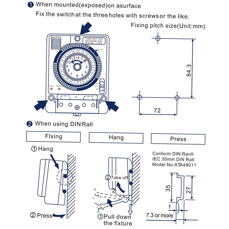 24-Hour Mechanical Timer with 15-Minute Intervals Push Pins Non S0O2 gallery
