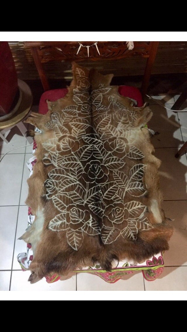 Rose Print Goat Skin Mat gallery