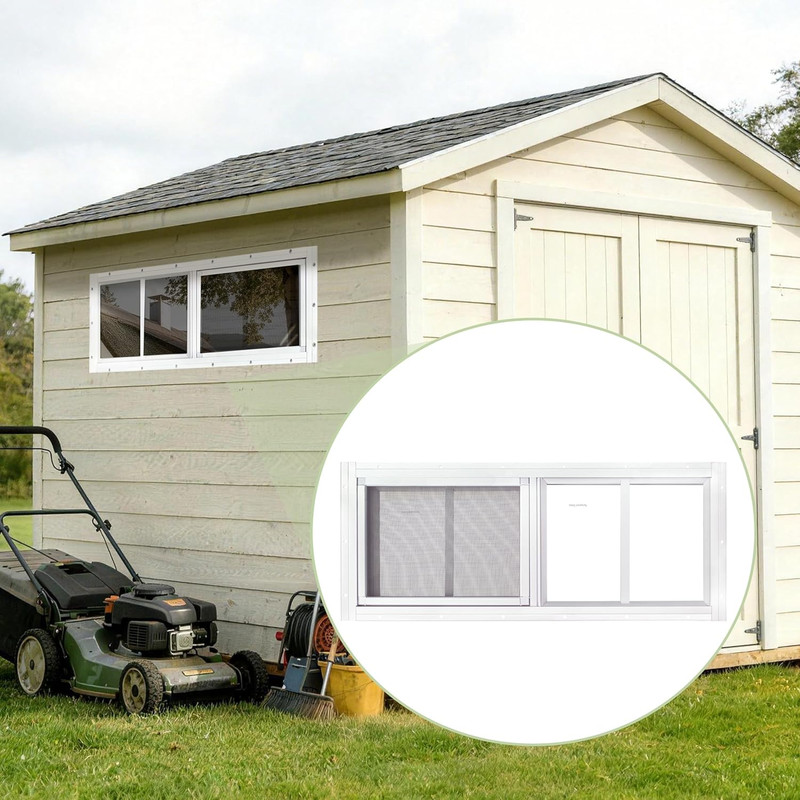 2-Pack 10"x18" White Sliding Shed Windows with Tempered Glass and Screen gallery