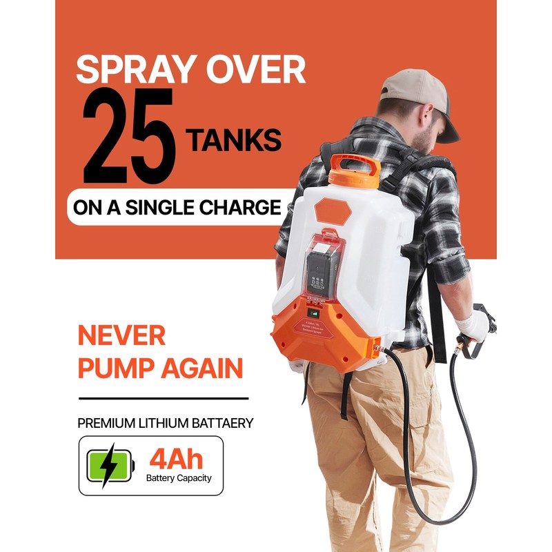 4 Gallon Battery Powered Backpack Sprayer 0-90 PSI 4H Runtime for Yard Lawn gallery