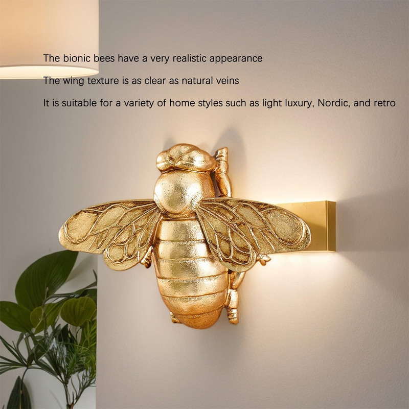 Gold Bee Wall Decor, 3D Hanging Honey Bee Wall Sculpture, Resin Insect Animal Fi gallery