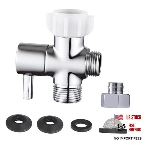 Bidet T Adapter with Shut off Valve,Metal T Valve for Bidet 7/8” X plastic cap gallery