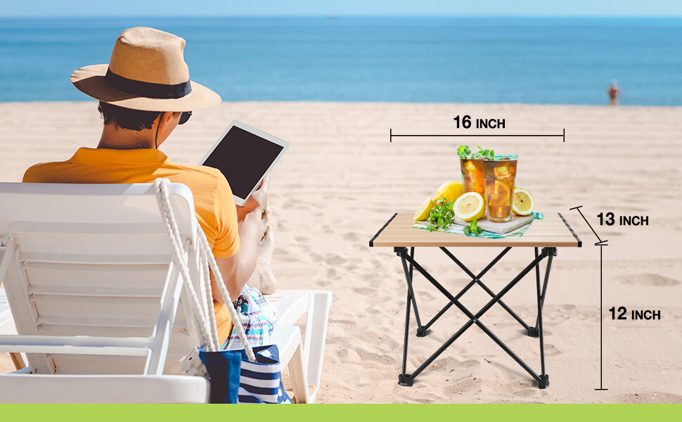 VILLEY 16''/19''/24'' Folding Beach Table Ultralight Camping Side Table w/Bag US gallery