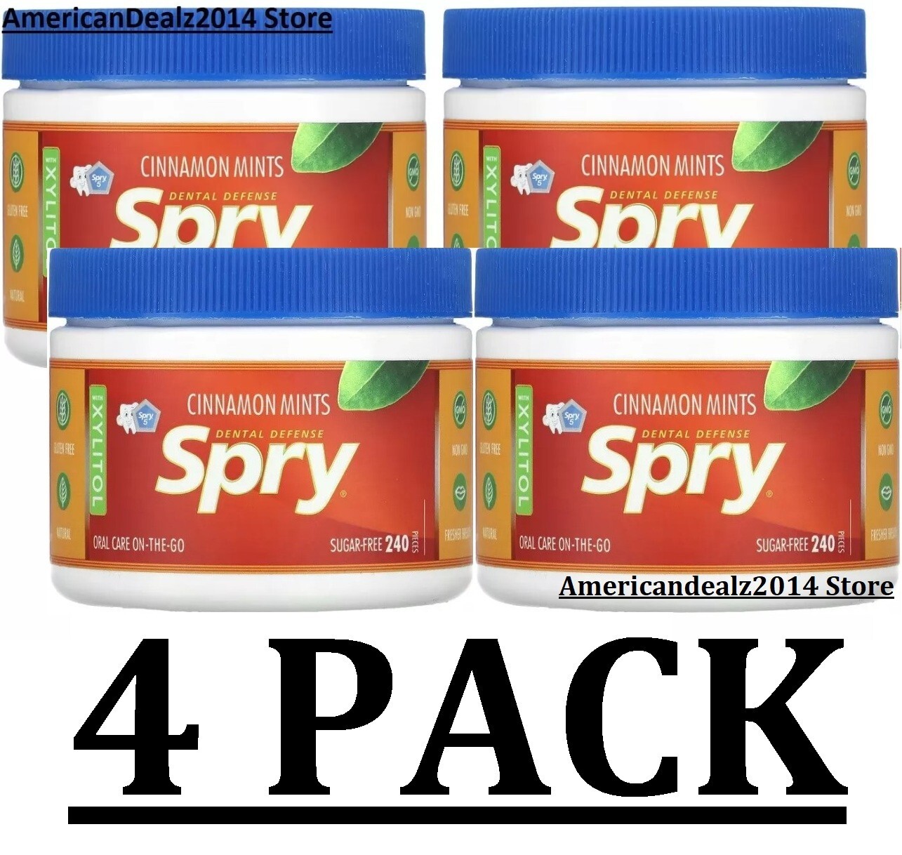 4 PACK - Xlear Spry Cinnamon Mints - Sugar Free 240 Ct Each EXP: 2027 gallery