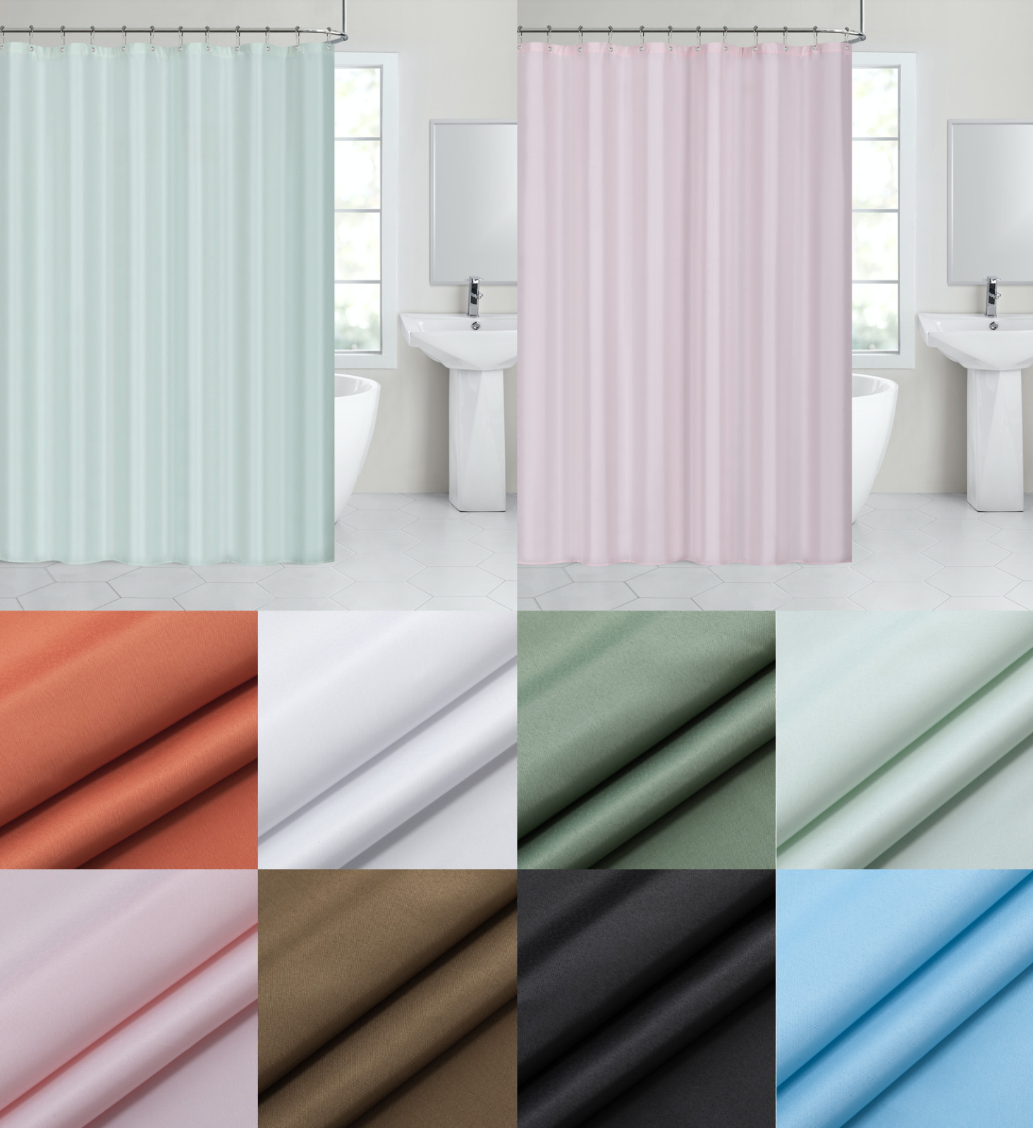 Hotel Collection Water Resistant Fabric Shower Curtain Liners - Assorted Colors gallery