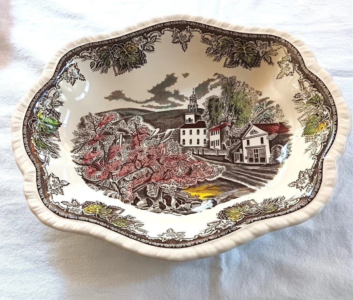 Johnson Brothers Friendly Village Serving Bowl oval Rectangle Scalloped 11' gallery