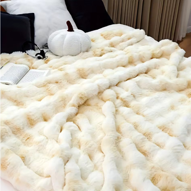[Cozy|Faux Rabbit] Soft, Warm, 1Pc Cozy Faux Rabbit Fleece Blanket | Throw for B gallery