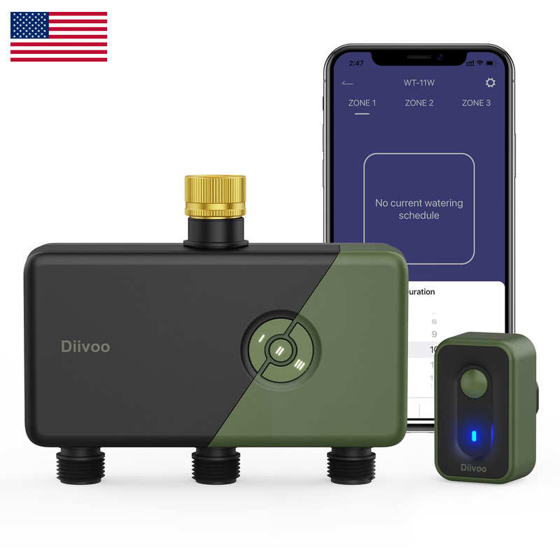 Diivoo 3 Zone Wifi Water Timer Brass Inlet Smart Sprinkler Hose Timer 3 Outlets gallery
