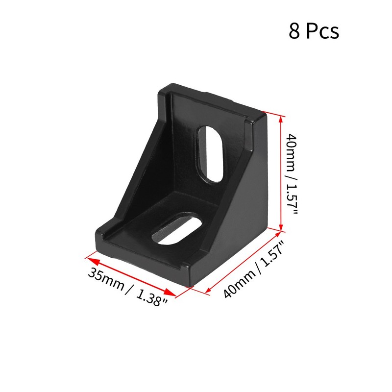 8pcs 40x40mm Inside Corner Bracket for 4040 Series Profile Gusset Slot 8mm Black gallery