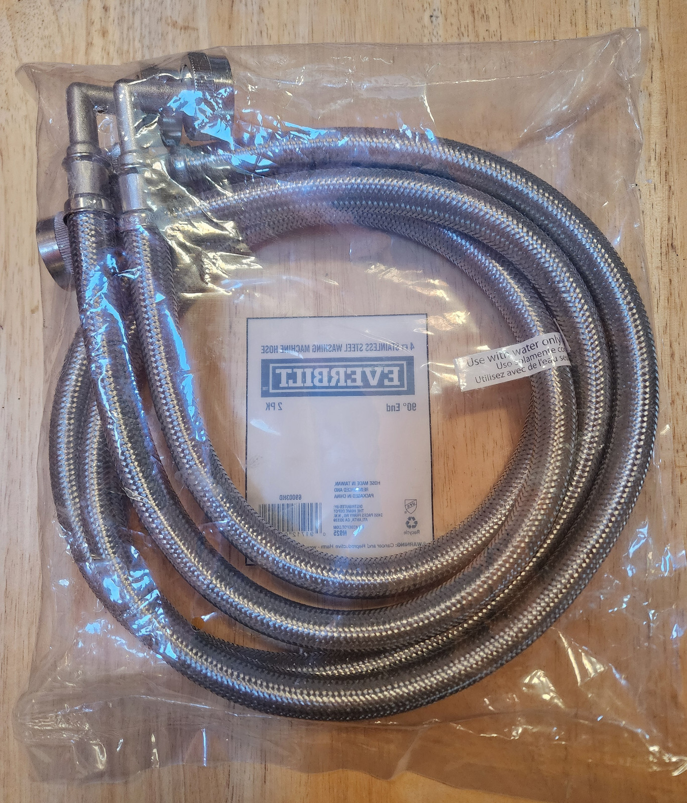 Everbilt 69003HD 4ft Stainless Steel Washing Machine Hose 2-Pack NEW SEALED gallery