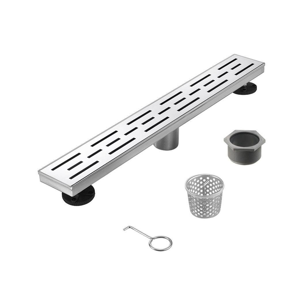 32 In. Linear Stainless Steel Shower Drain - Slot Pattern gallery