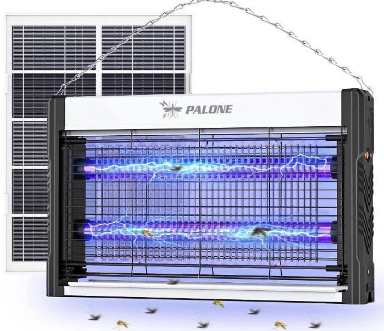 PALONE Solar Powered Non-Chemical Mosquito Bug Zapper Lamp, Black/Silver gallery