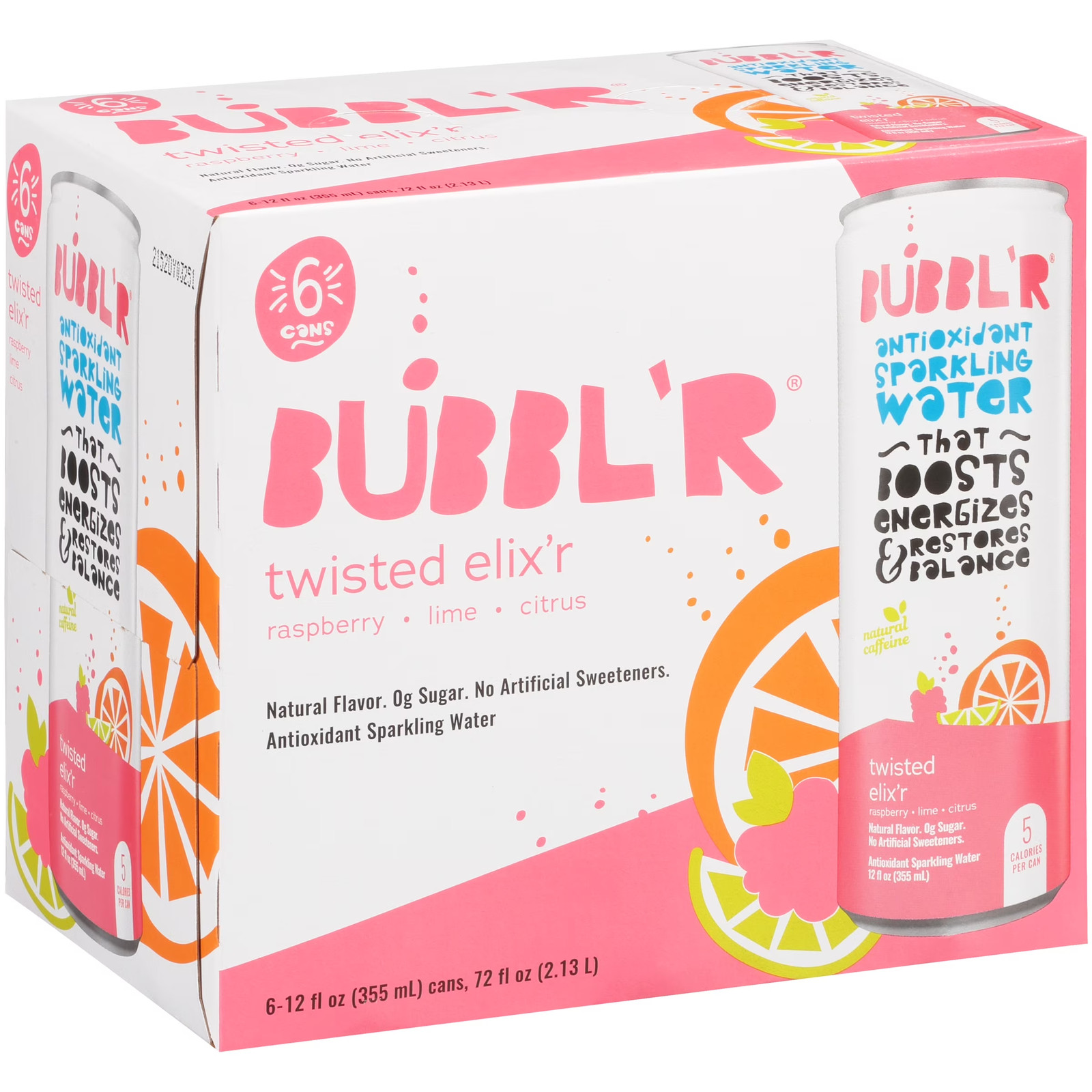 BUBBL'R Antioxidant Sparkling Water, Twisted Elix'R, 12 Fl Oz, 6 Pack Cans gallery
