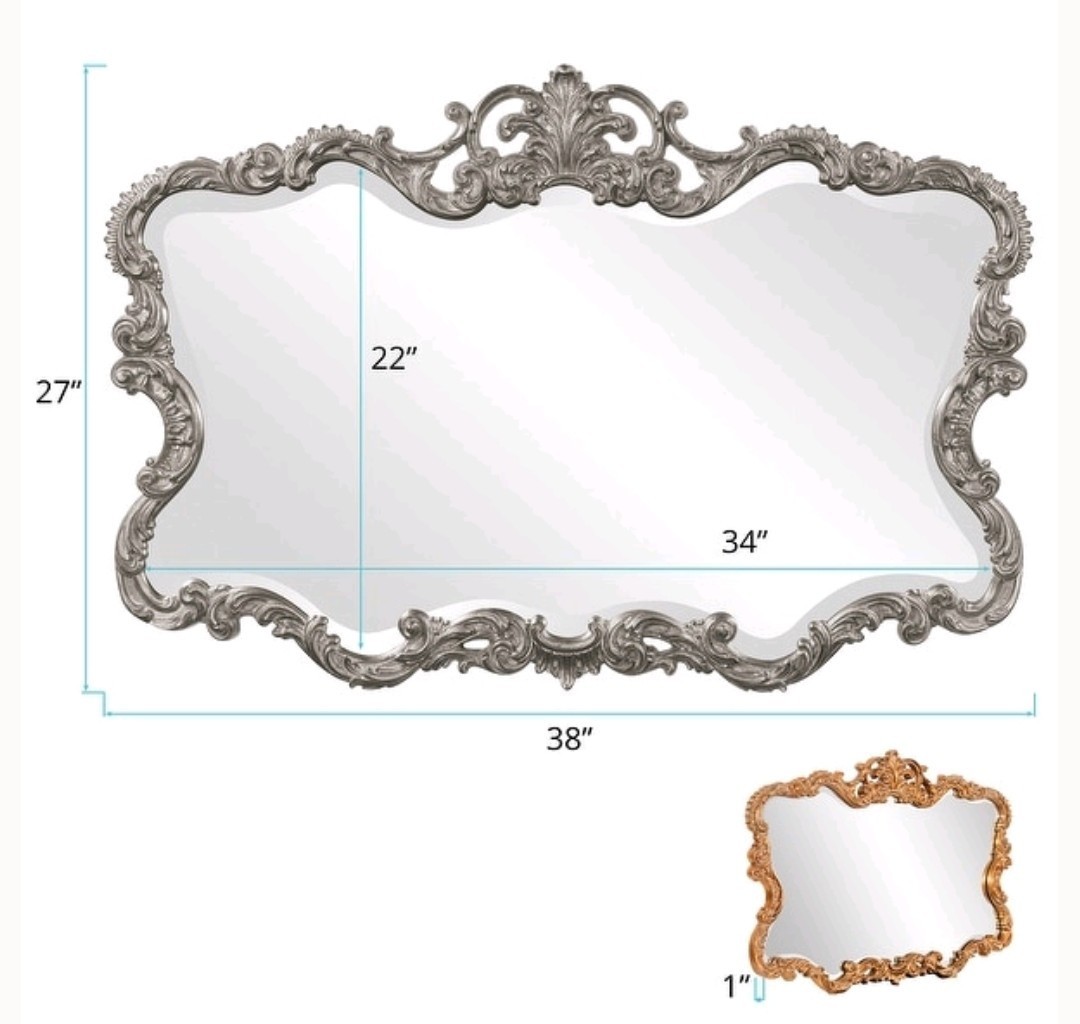 Allan Andrews Tilda Rococo Silver Nickel Metal Framed Wall Mirror 38x27 gallery