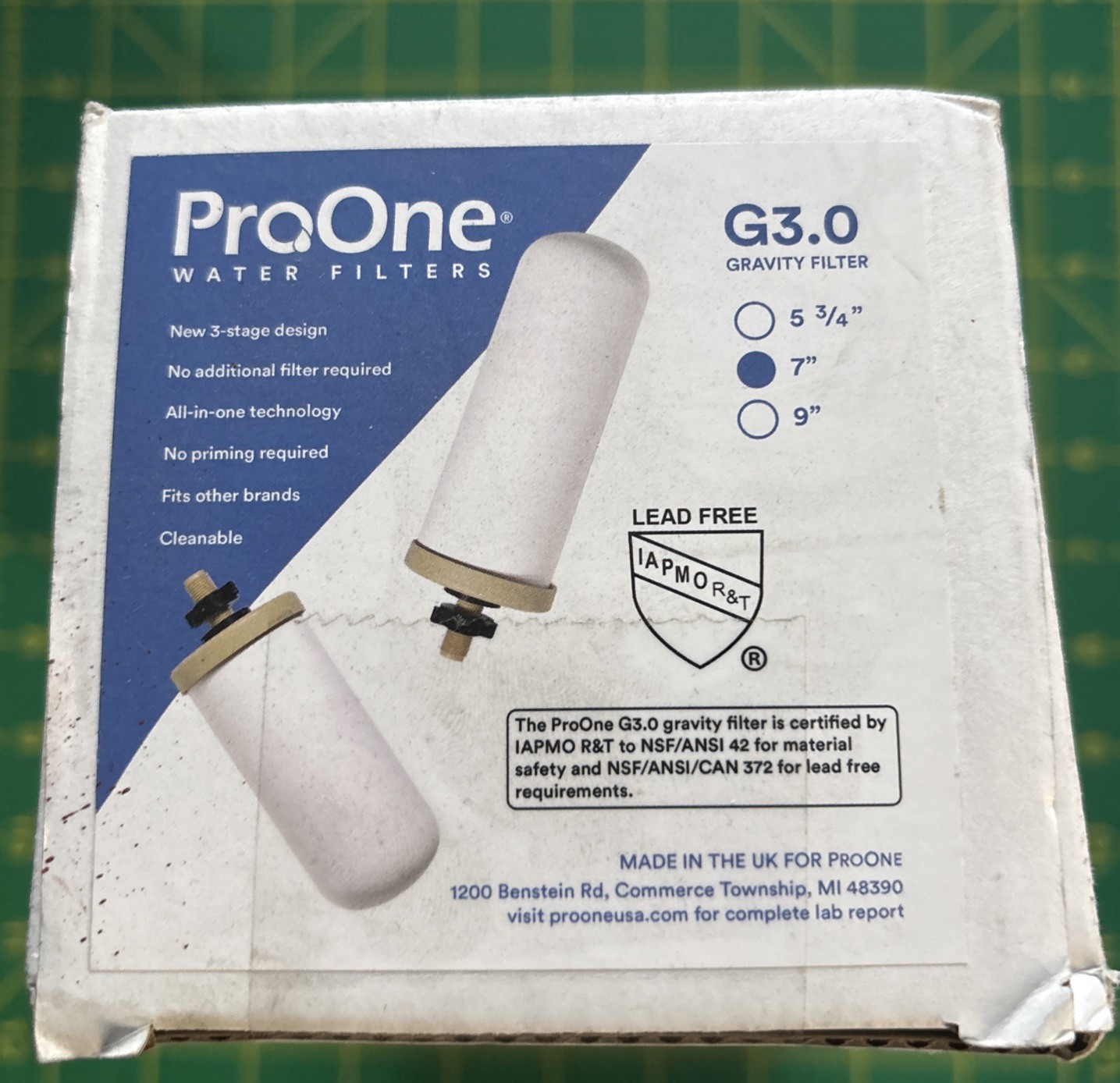 Gravity Water Filter ProOne G3.0, 7" Filter Elements NEW, Open Box gallery