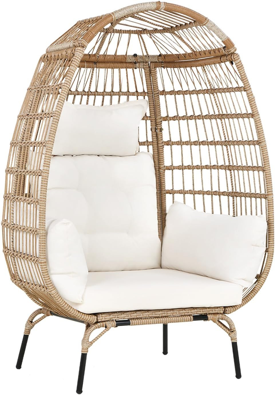 Egg Chair Oversized Wicker Egg Chair Outdoor Chair 352Lbs Capacity All Weather P gallery
