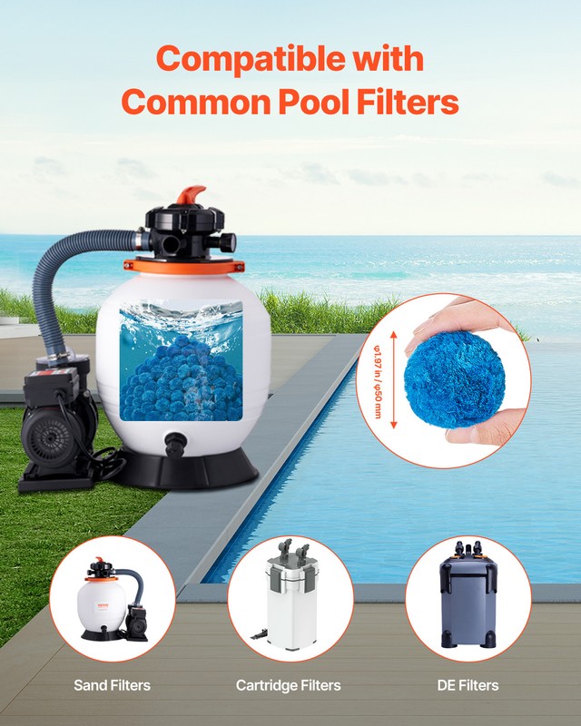 VEVOR Pool Filter Balls for Sand Filter Pump Swimming Pool 4 lbs Reusable Blue gallery
