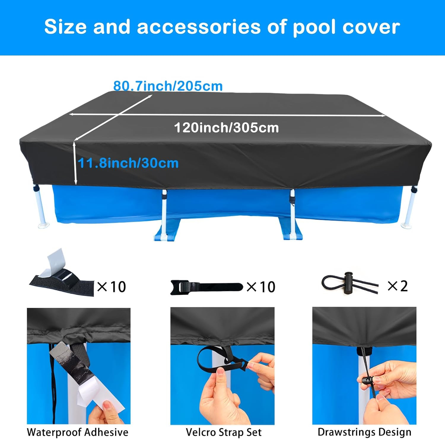 118X79 Inch Rectangular Pool Cover 10 X 6 Rectangle Pool Cover 9.8' Pool Cover 9 gallery