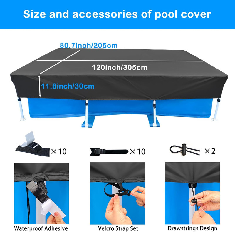 118X79 Inch Rectangular Pool Cover 10 X 6 Rectangle Pool Cover 9.8' Pool Cover 9 gallery