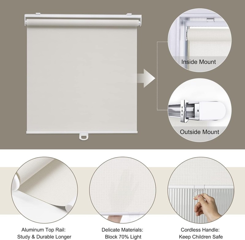 Cordless Roller Shades Light Filtering Shades with 5% Openness Solar Screen gallery