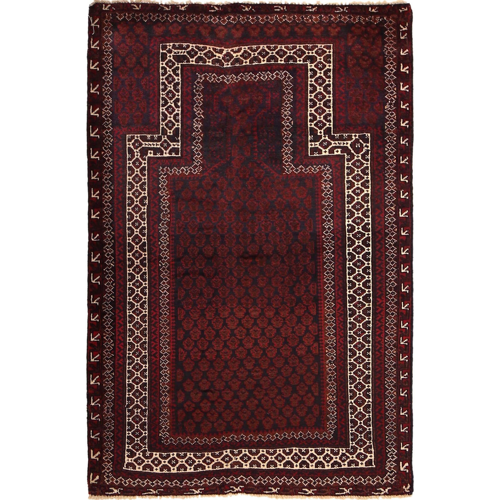 Beautiful Afghan Handmade Tribal Woolen Prayer Area Carpet Rug 3'1"x4'8"ft 11769 gallery
