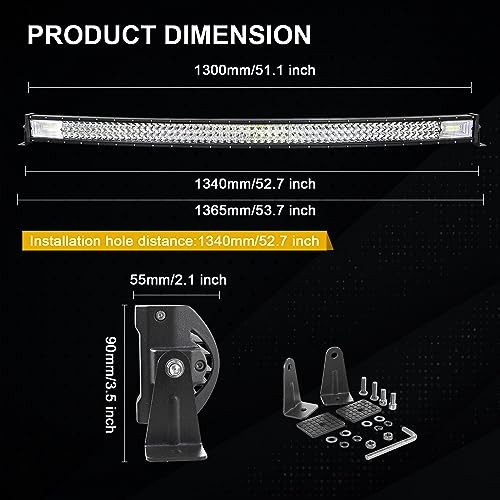 52 inch 675W Curved Triple Row 7D LED Work Light Bar for Jeep JK 52 inch 675-C gallery